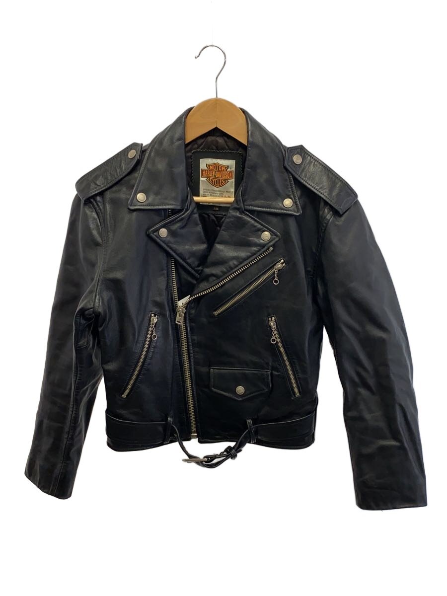 【中古】HARLEY DAVIDSON◆ダブルライダースジャケット/34/牛皮/黒いこと【メンズウェア】