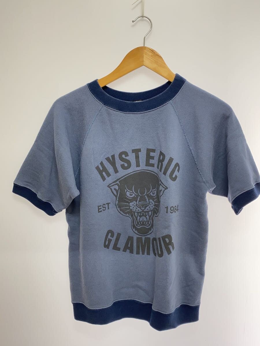 【中古】HYSTERIC GLAMOUR◆HG BLACK PANTHER 汗水/プルオーバー/S/綿織物/青色/米国海軍/紺/刷り上げる【メンズウェア】