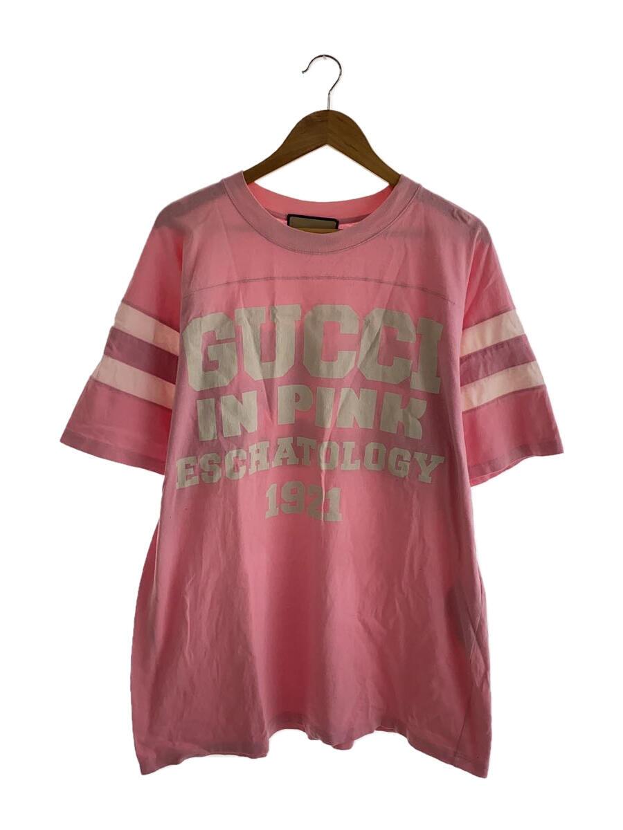 【中古】GUCCI◆プルオーバー/XL/綿織物/PNK/655459/Round Neck Printing Short Sleeve【メンズウェア】