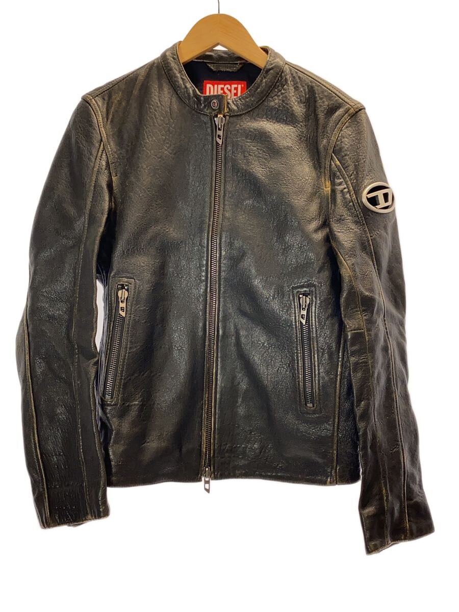 【中古】DIESEL◆シングルライダースジャケット/44/羊革/BRW/※やぶれ有//【メンズウェア】