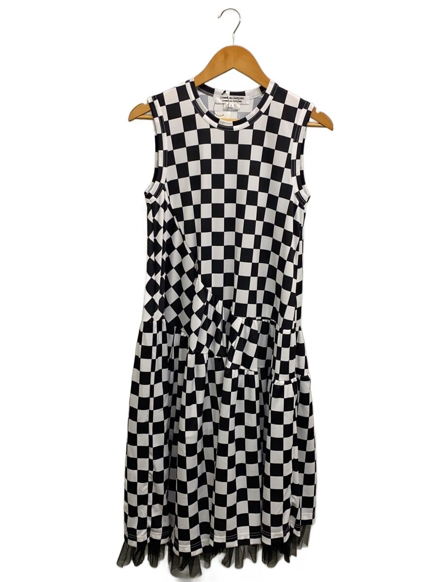 【中古】COMME des GARCONS COMME des GARCONS◆チェッカーフラッグワンピ/チュール/S/ポリエステル/BLK/総柄/RM-T021【レディース御召しもの】