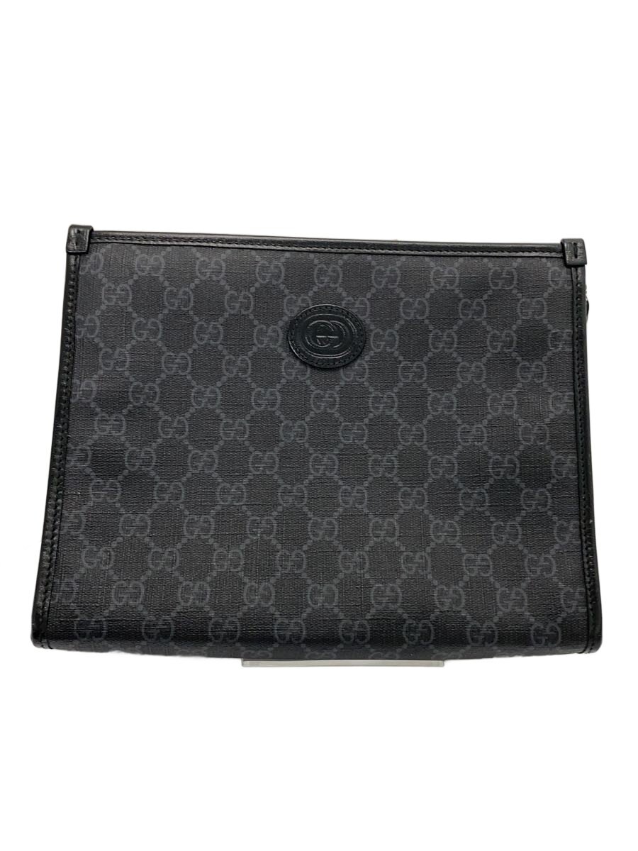 【中古】GUCCI◆御徒面子/なめし革/BLK/総柄/672956【御徒面子】