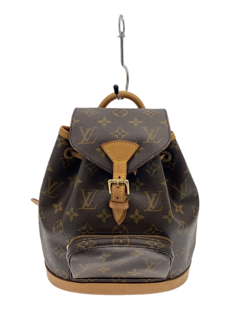【中古】LOUIS VUITTON◆1)ミニ・モン掏摸_モノグラム・帆布/PVC/赤銅色/ヴィトン【御徒面子】