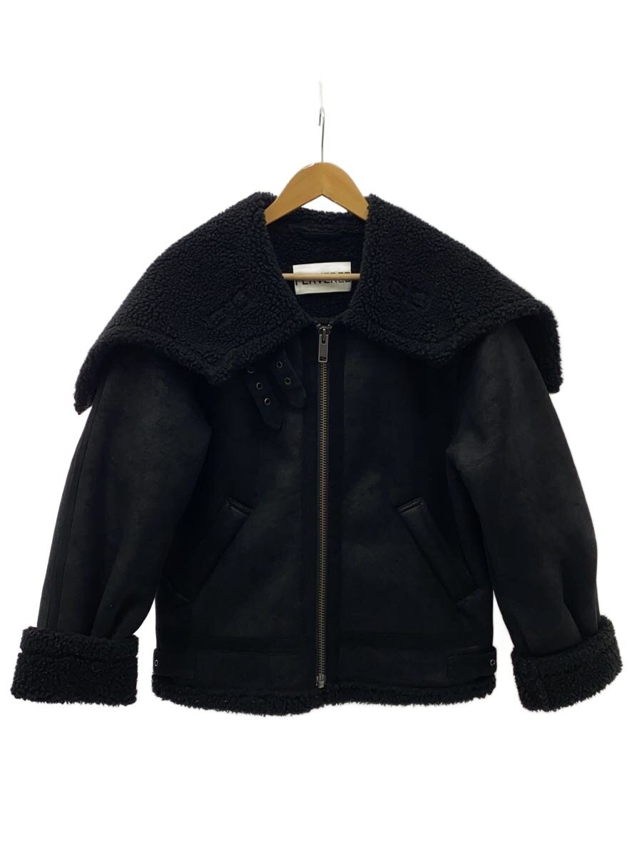 【中古】PERVERZE◆FAKE MOUTON JACKET/ジャケット/FREE/ポリエステル/BLK/0118030006【レディースウェア】|2nd STREET 店