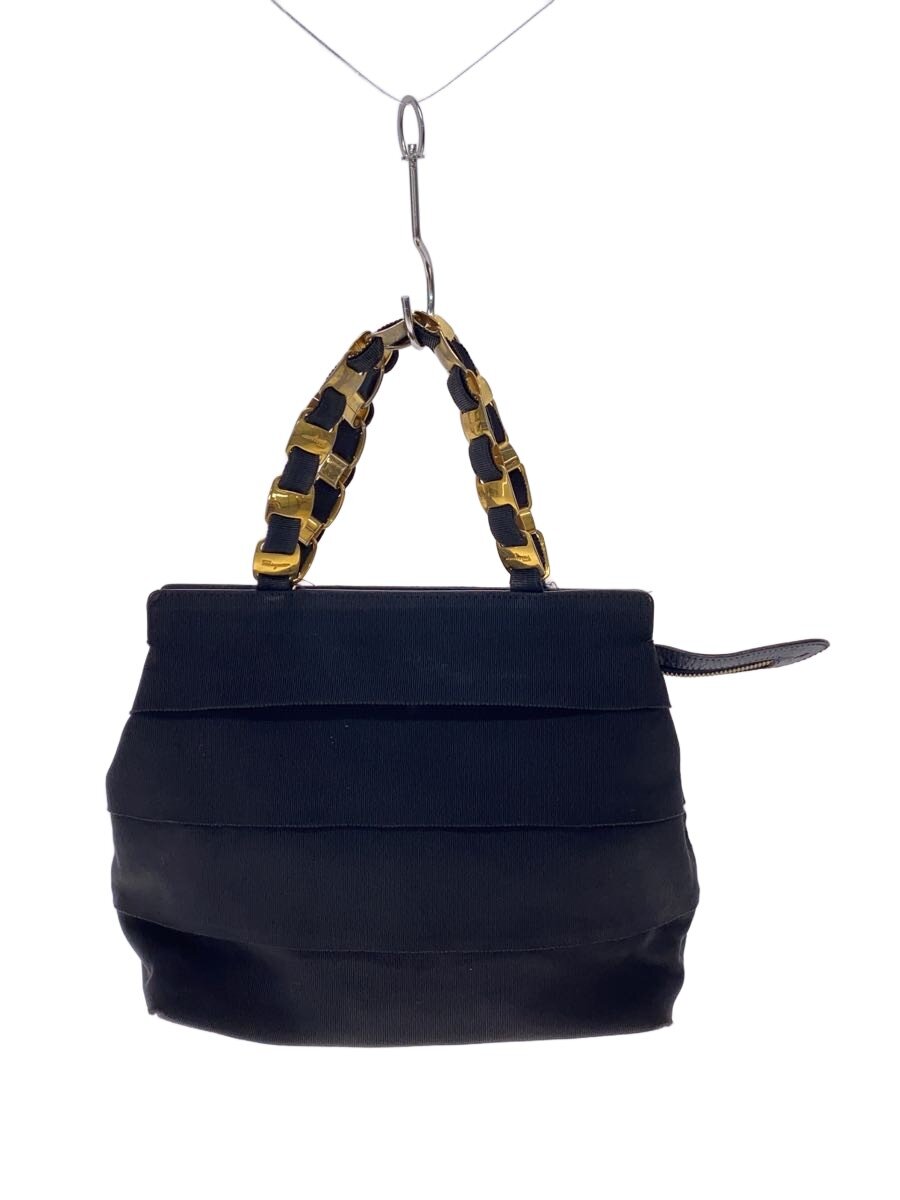 【中古】Salvatore Ferragamo◆ハンドバック/--/BLK/金-21//【御徒面子】
