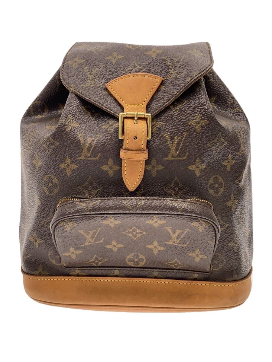【中古】LOUIS VUITTON◆モン掏摸MM/モノグラム・帆布/ビニール/赤銅色/総柄/M51136【御徒面子】