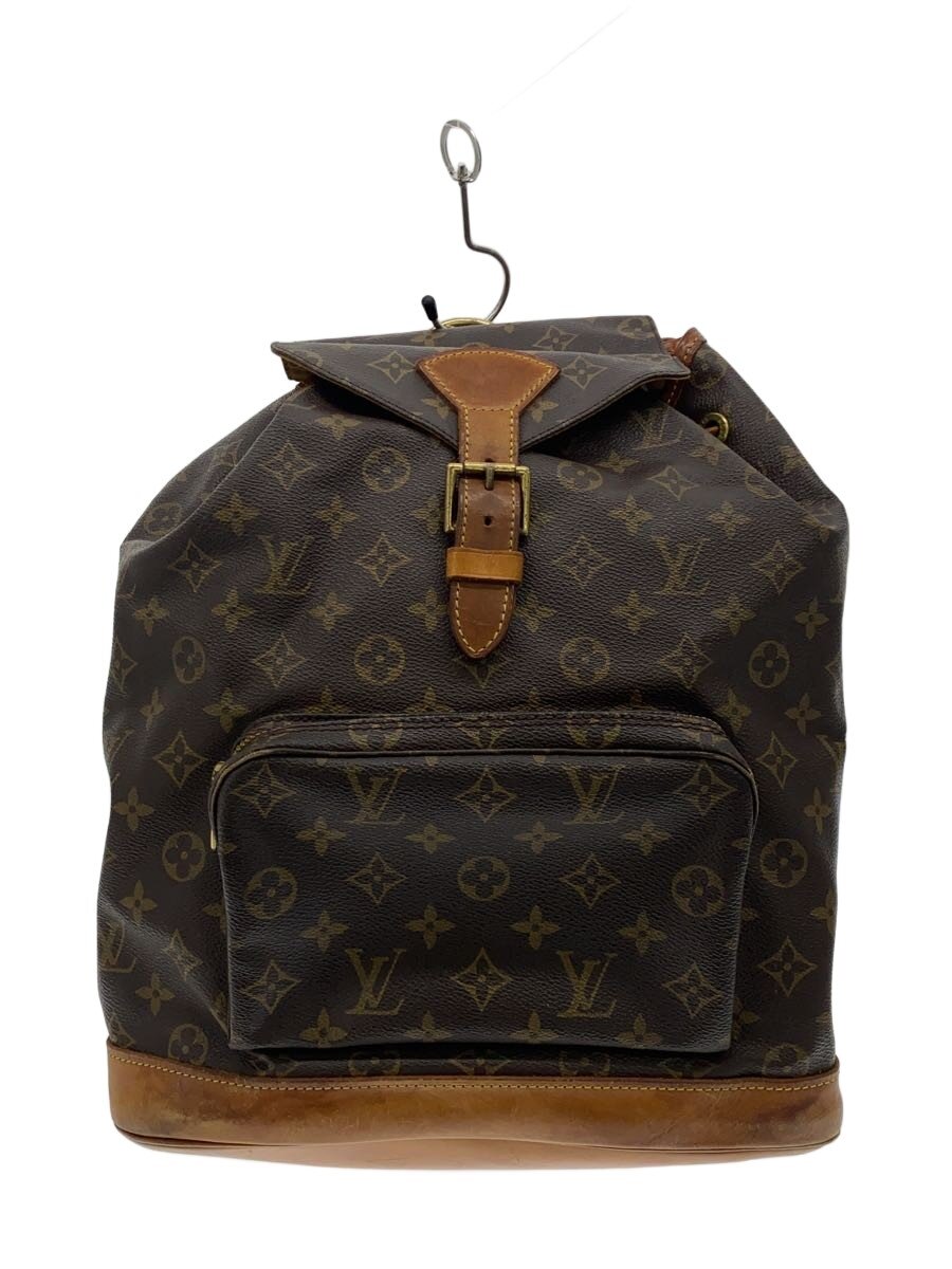 【中古】LOUIS VUITTON◆モン掏摸_モノグラム・帆布/PVC/赤銅色/総柄【御徒面子】