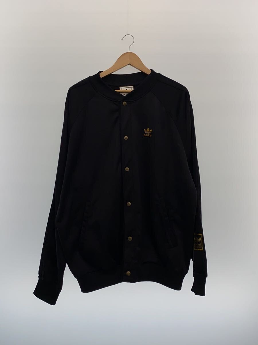【中古】adidas◆90s~00s/スナップボタンジャージ/L/ポリエステル/BLK【メンズウェア】