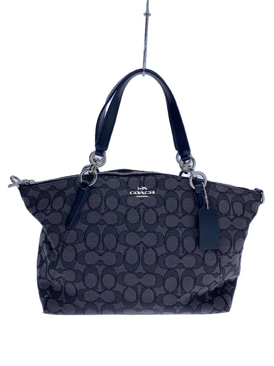【中古】COACH◆スモール・ケルシーサッチェル_書き判_黒いことなめし革/綿織物/BLK/総柄【御徒面子】