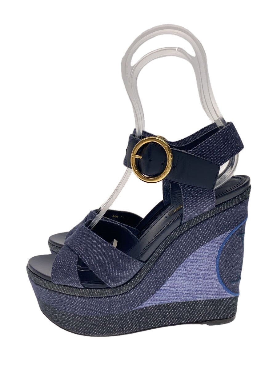 【中古】LOUIS VUITTON◆サンダル/ウェッジソール/LVサークル/35.5/インディゴ/デニム【シューズ】｜2ｎｄ STREET 店