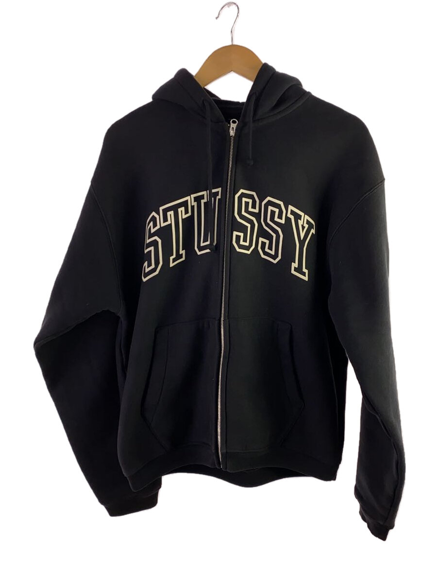【中古】STUSSY◆Outline Zip Hoodie/ジップパーカー/M/綿織物/GRY/118559【メンズウェア】