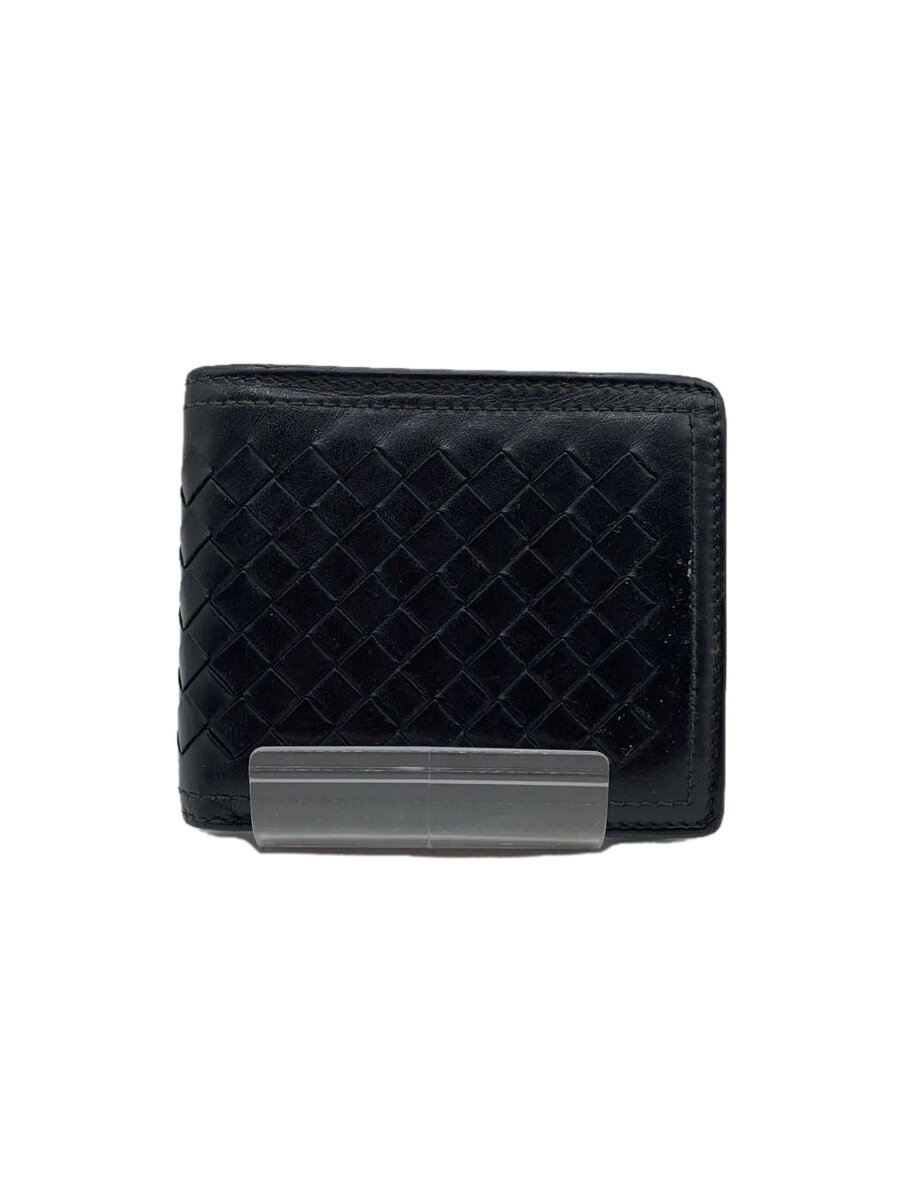 【中古】BOTTEGA VENETA◆2つ折り金入れ/なめし革/BLK/メンズ//【服飾雑貨他】