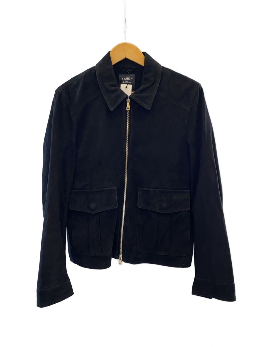 【中古】EMMETI◆COLIN/A-2/上衣/48/野羊革/BLK/無地【メンズウェア】