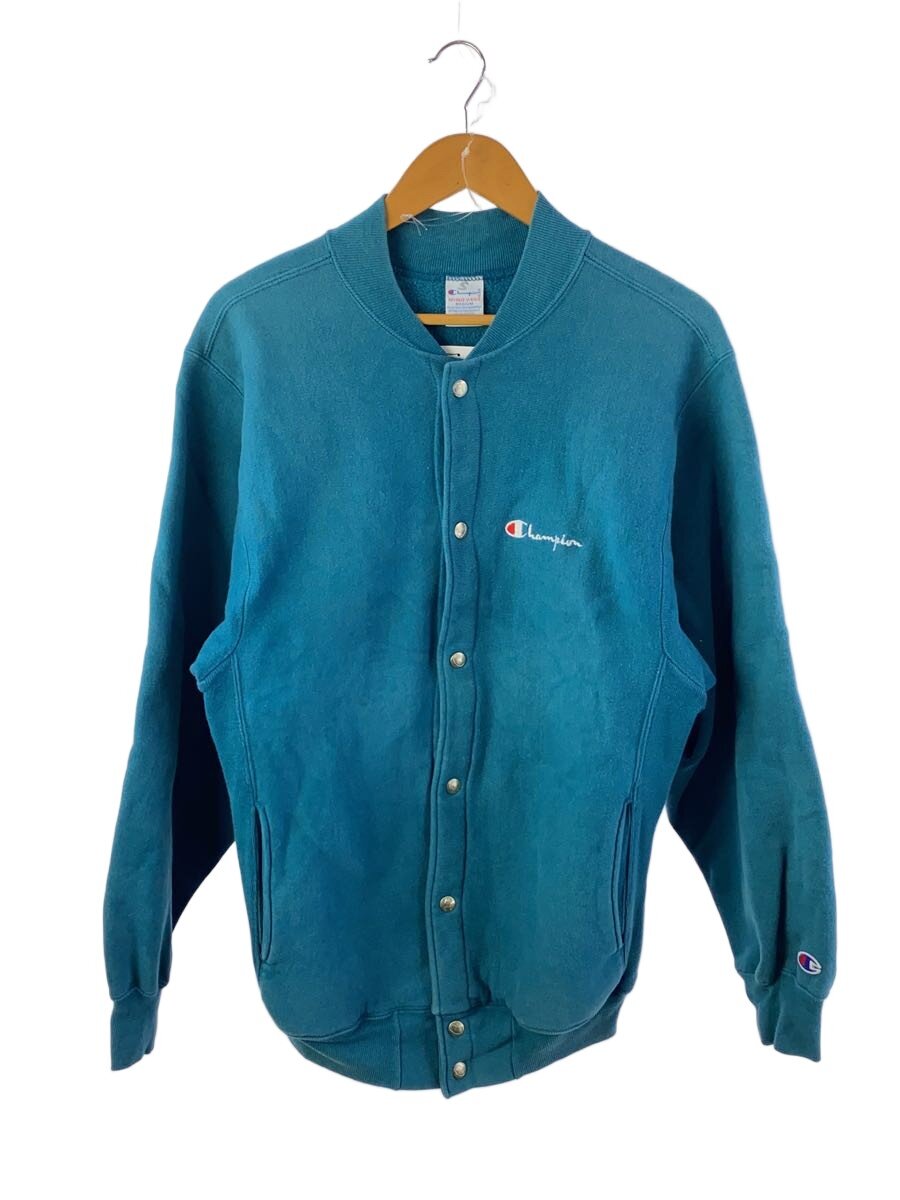 【中古】Champion◆90s/刺しゅう曳き船/隙間ジレー/リバースウィーブ/M/綿織物/BLU【メンズウェア】