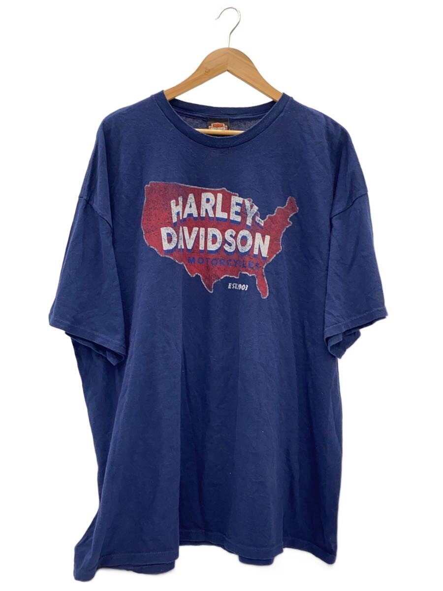 【中古】HARLEY DAVIDSON◆うしろ側刷り上げる/USA製/カットソー/--/綿織物/NVY/刷り上げる【メンズウェア】