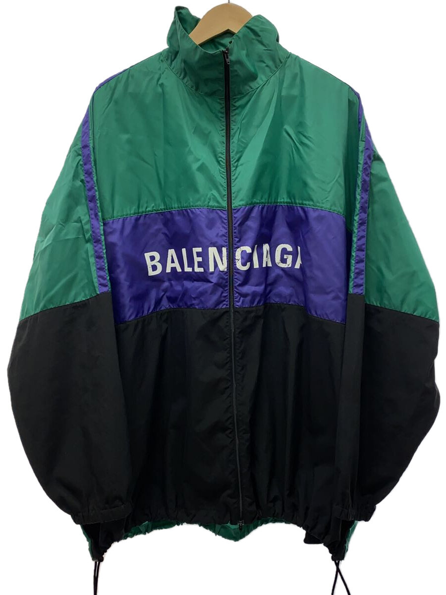 【中古】BALENCIAGA◆ZIP UP LOGO JACKET/上衣/48/ナイロン/ポリエステル/GRN/534317/2018【メンズウェア】
