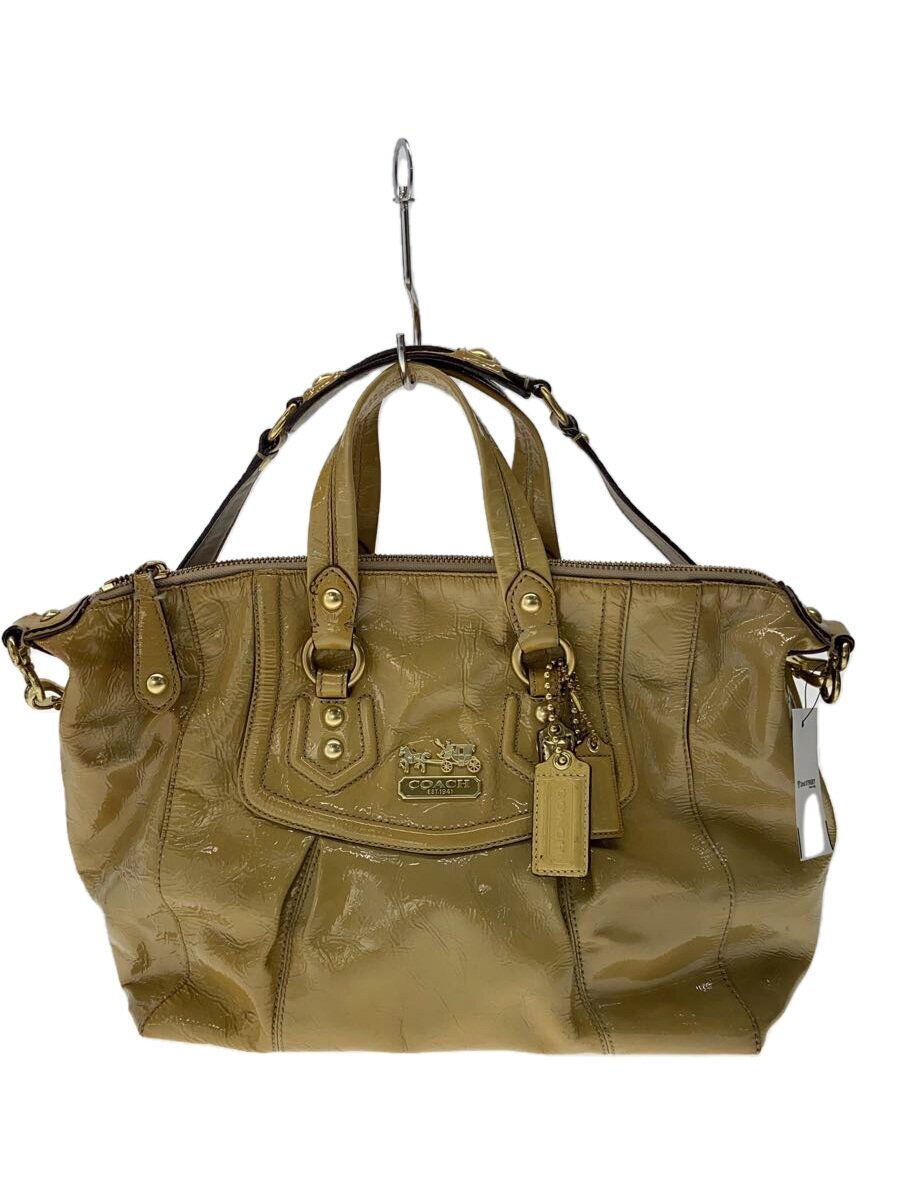 【中古】COACH◆ハンドバック_エナメル/エナメル/YLW【御徒面子】