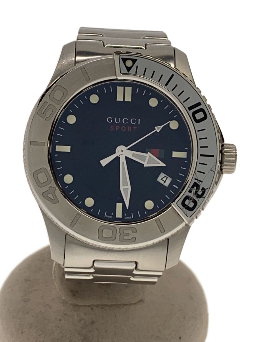 【中古】GUCCI◆Gひと休み受け答え/石英ウオッチ/アナログ/ステンレス鋼/黒いこと/しろがね色/SS/ひび割れる/126.2//【服飾雑貨他】