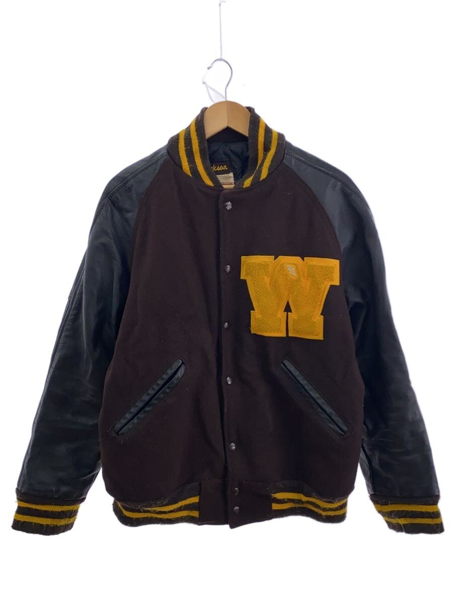 【中古】80S/USA製/MATTS JACKETS/スタジャン/36/羊毛/BRW/無地【メンズウェア】