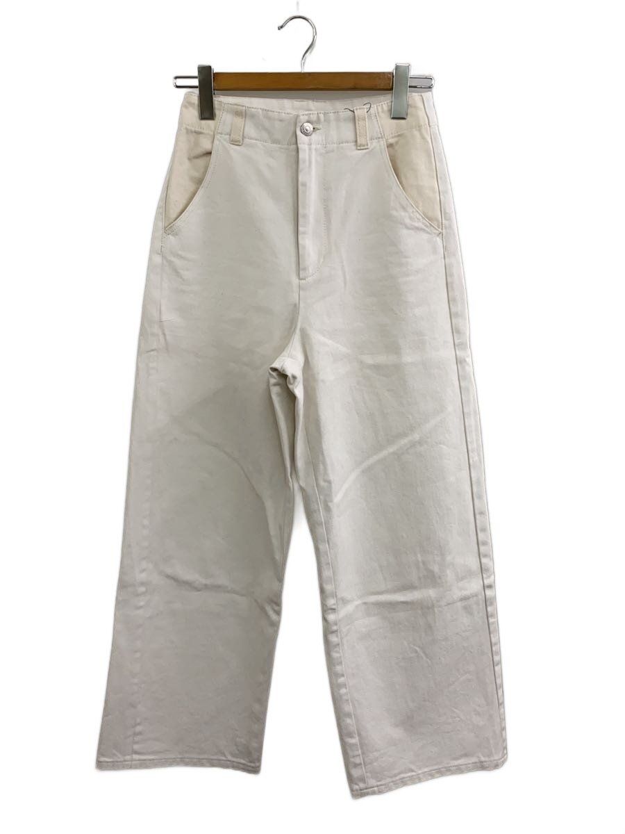 【中古】MACPHEE◆ピグメントドリルストレートパンツ/広広としたズボン下/34/綿織物/WHT/12-04-51-04032【レディースお召しもの】