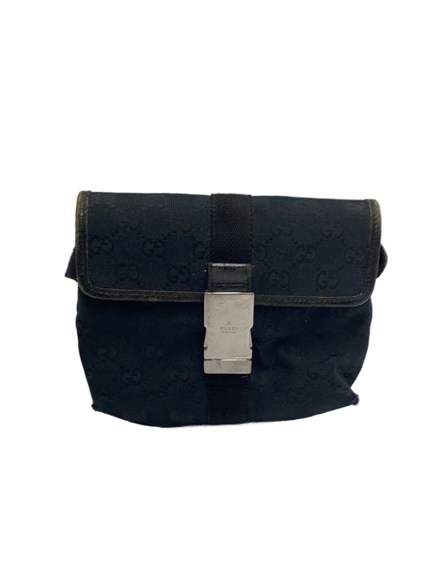【中古】GUCCI◆酉の方角御徒面子_GG帆布/帆布/BLK【御徒面子】