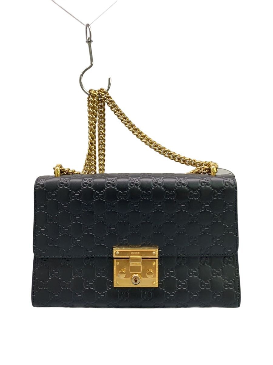 【中古】GUCCI◆チェーン・ショルダーバッグ_パドロック/レザー/BLK【バッグ】｜2ｎｄ STREET 店