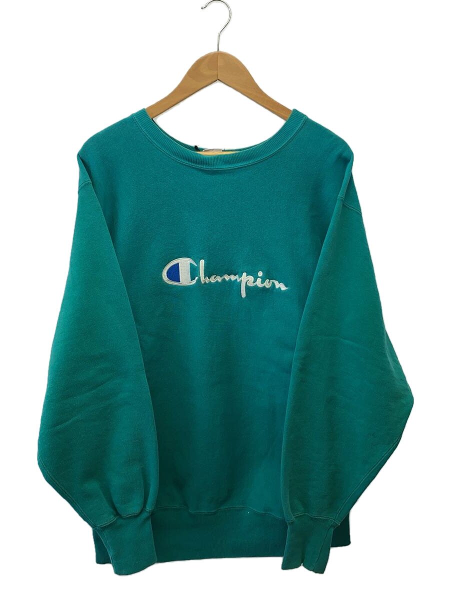 【中古】Champion◆90s/刺しゅう引き船/USA製/REVERSE WEAVE/買い溜めるロゴタイプ/流汗/XL/綿織物/緑であること【メンズウェア】