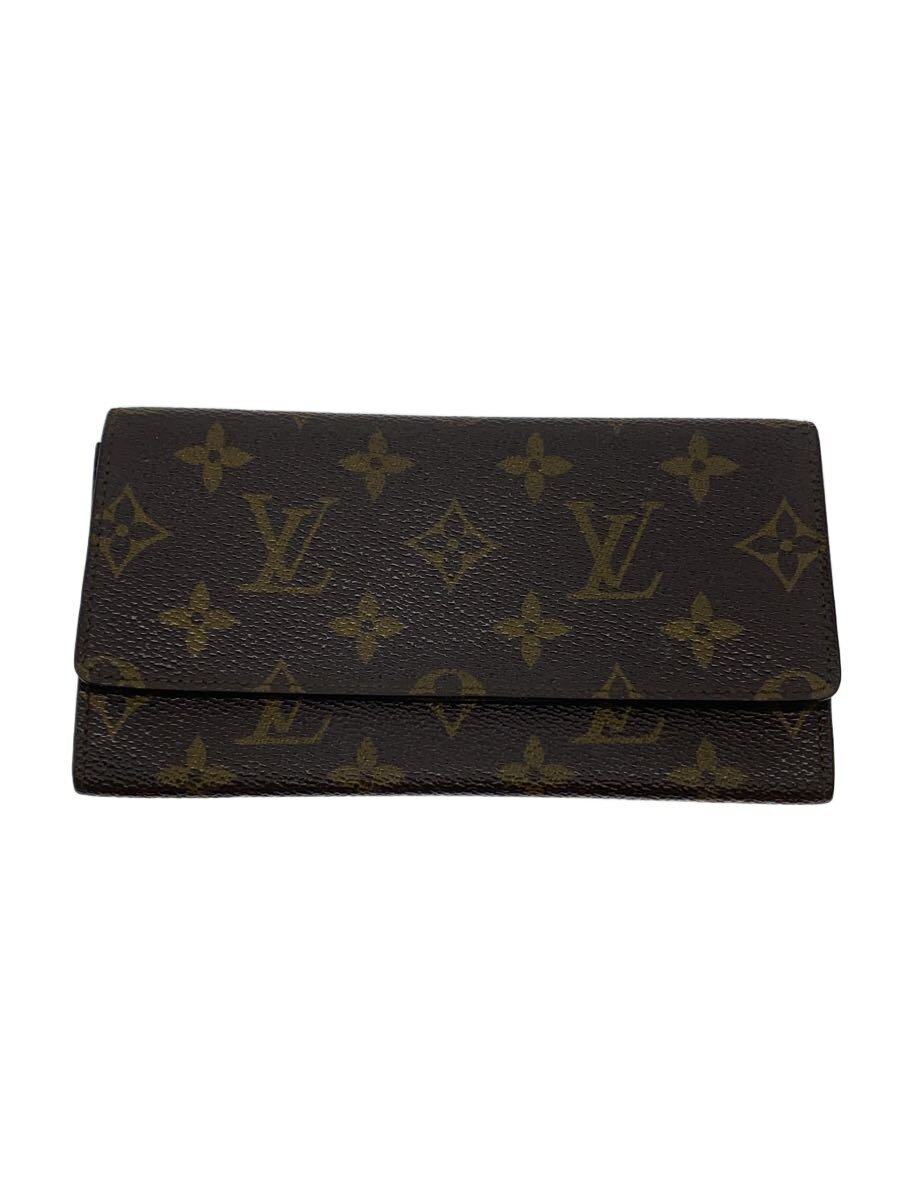 【中古】LOUIS VUITTON◆ポルト・円・3カルト・クレディ_モノグラム・帆布/PVC/BRW/メンズ【服飾雑貨他】