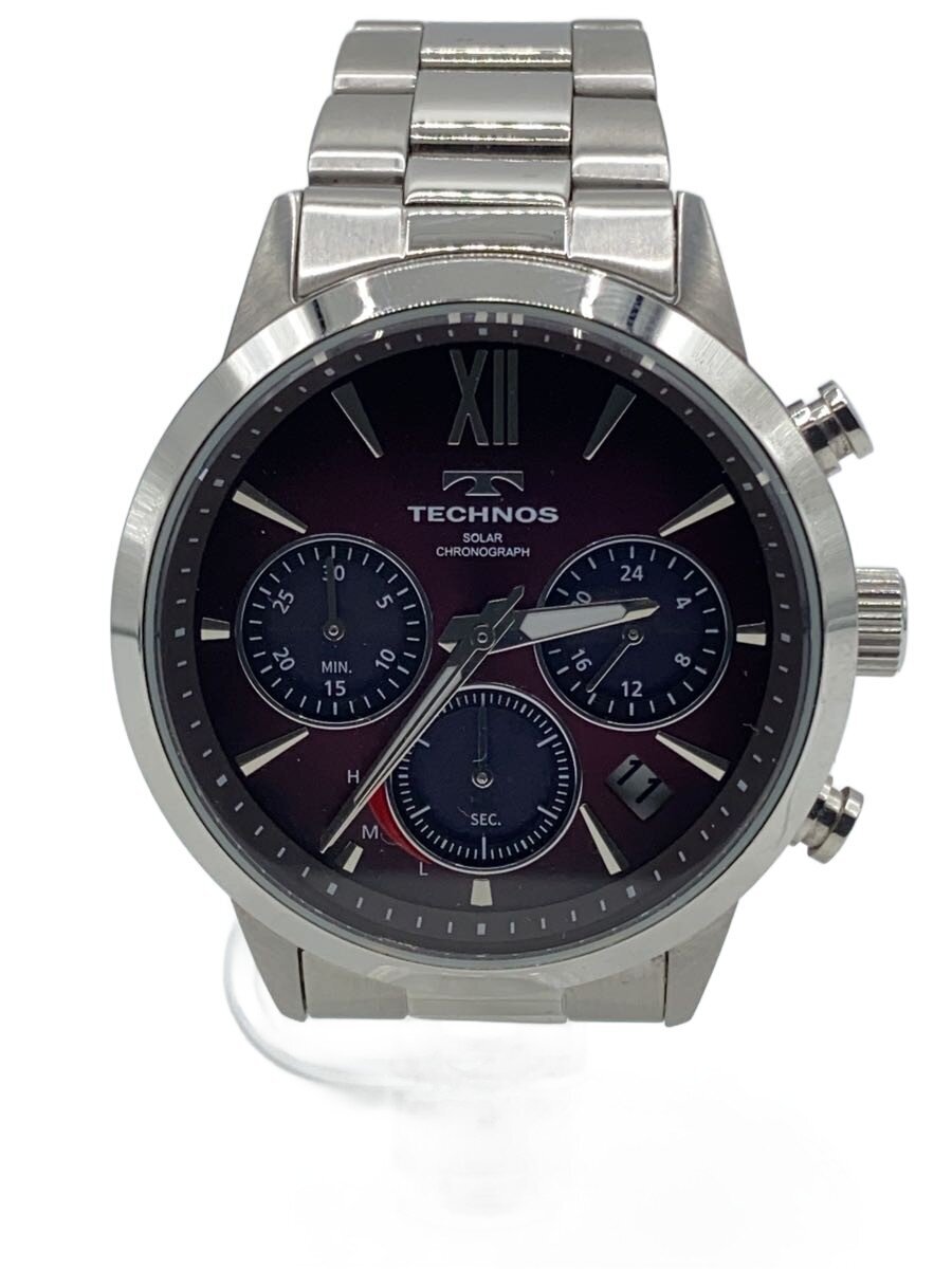【中古】TECHNOS◆ソーラーウオッチ/アナログ/ステンレス鋼/BRD/SLV/T4B17【服飾雑貨他】