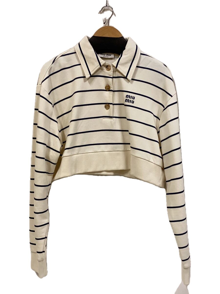 【中古】MIU MIU◆2024年青写真/クロップド/スウェットポロシャツ//M/綿織物/WHT/MJL997 S000 14NQ//【レディースお召しもの】