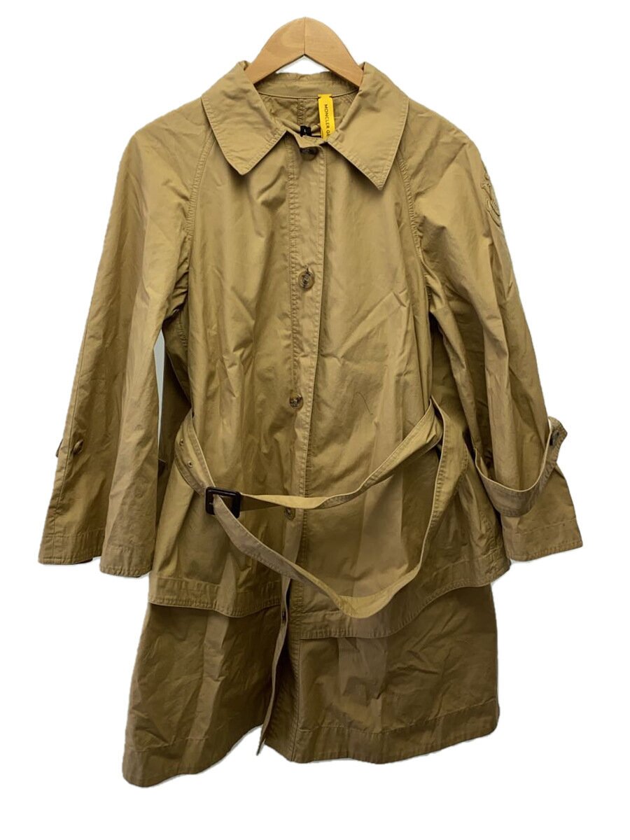 【中古】MONCLER◆GENIUS/DUNGENESS TRENCH COATトレンチコート/0/綿織物/ベージュ【レディースお召しもの】