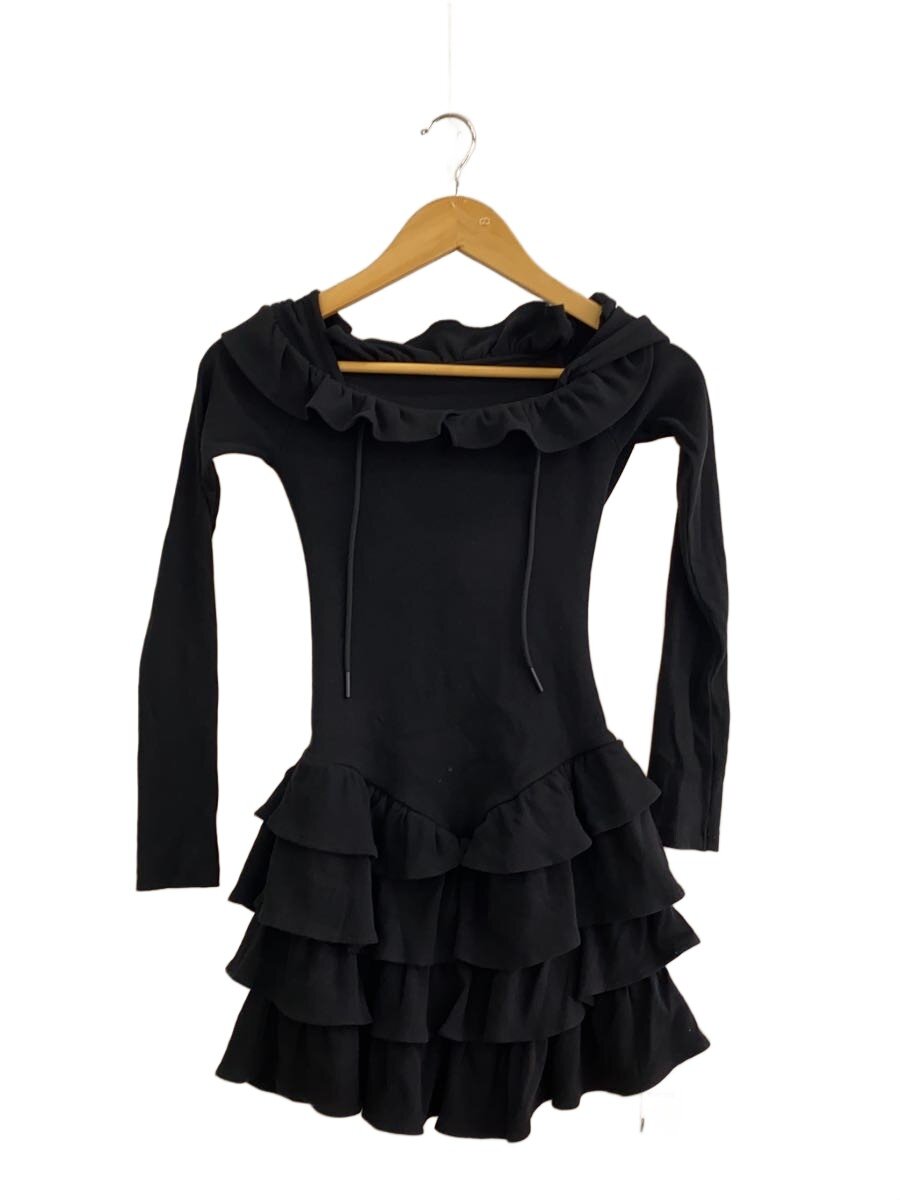 【中古】Darich◆フリルリブミニワンピース/FREE/人絹/BLK/11251//【レディース御召しもの】