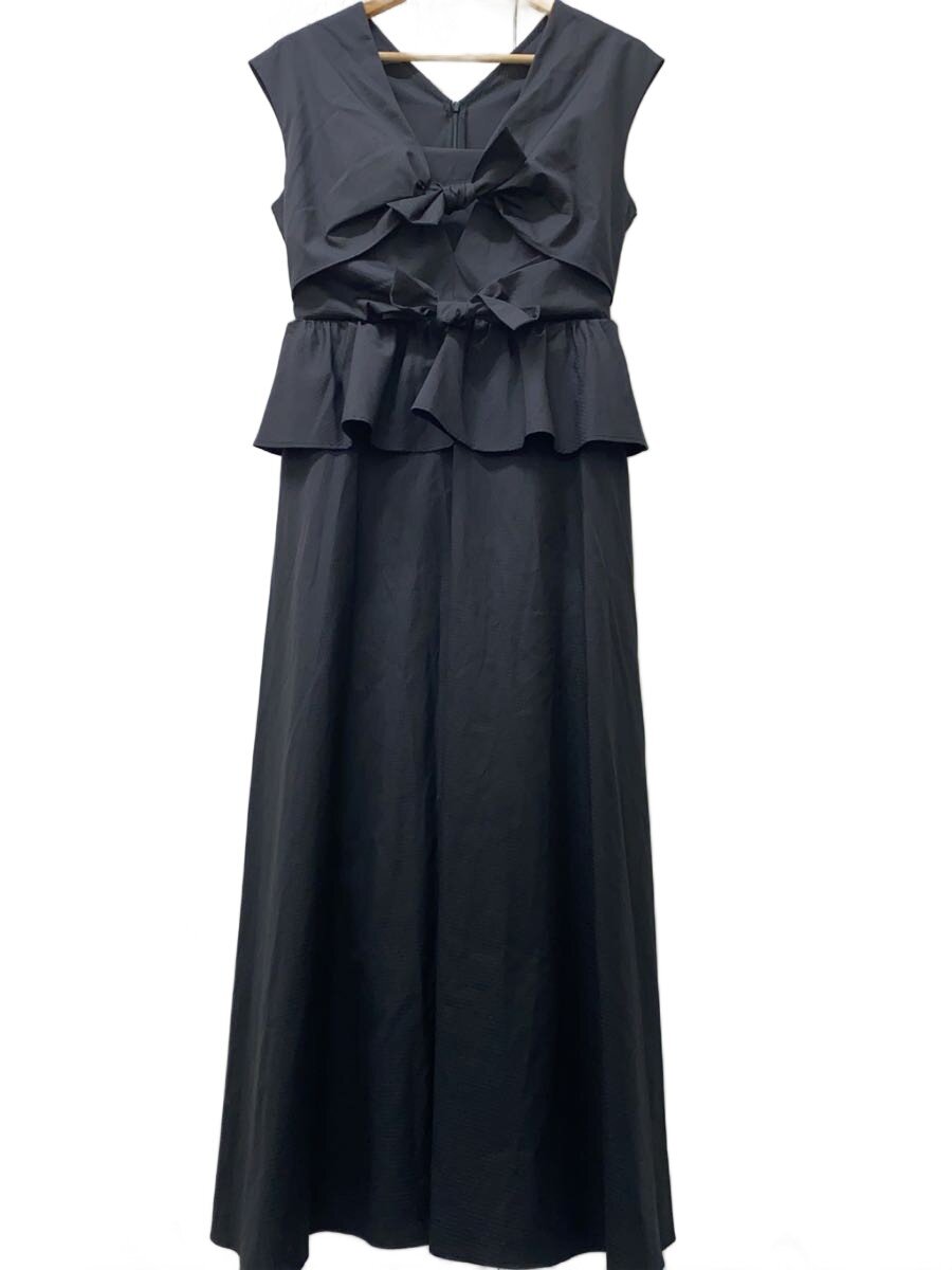 【中古】FRAY I.D◆フロントノットリボンペプラムワンピース/ノースリーブ衣装/1/綿織物/BLK/FWFO242060//【レディース御召しもの】