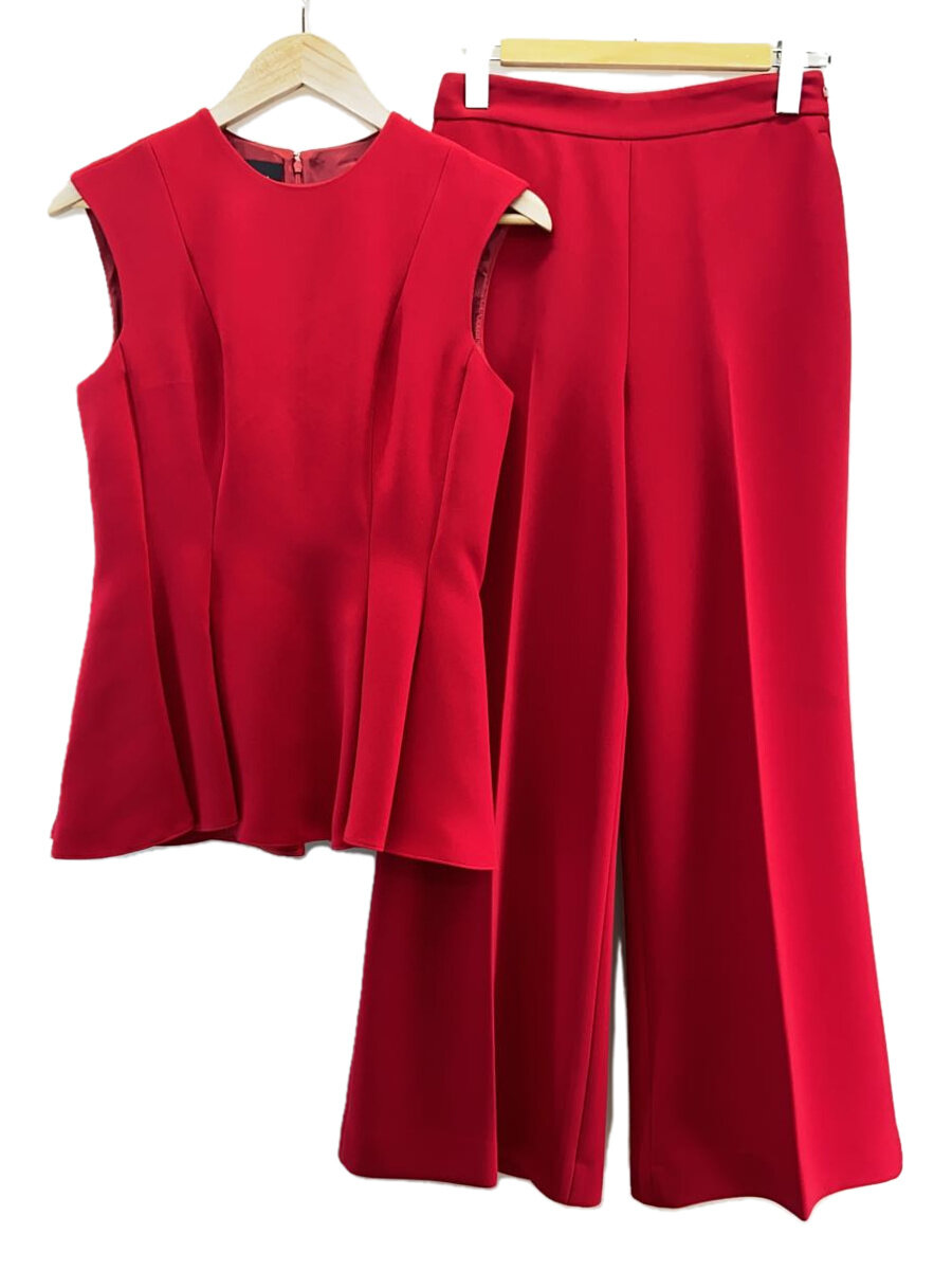 【中古】CAROLINA HERRERA◆セットアップ/O/ポリエステル/RED/無地//【レディース御召しもの】