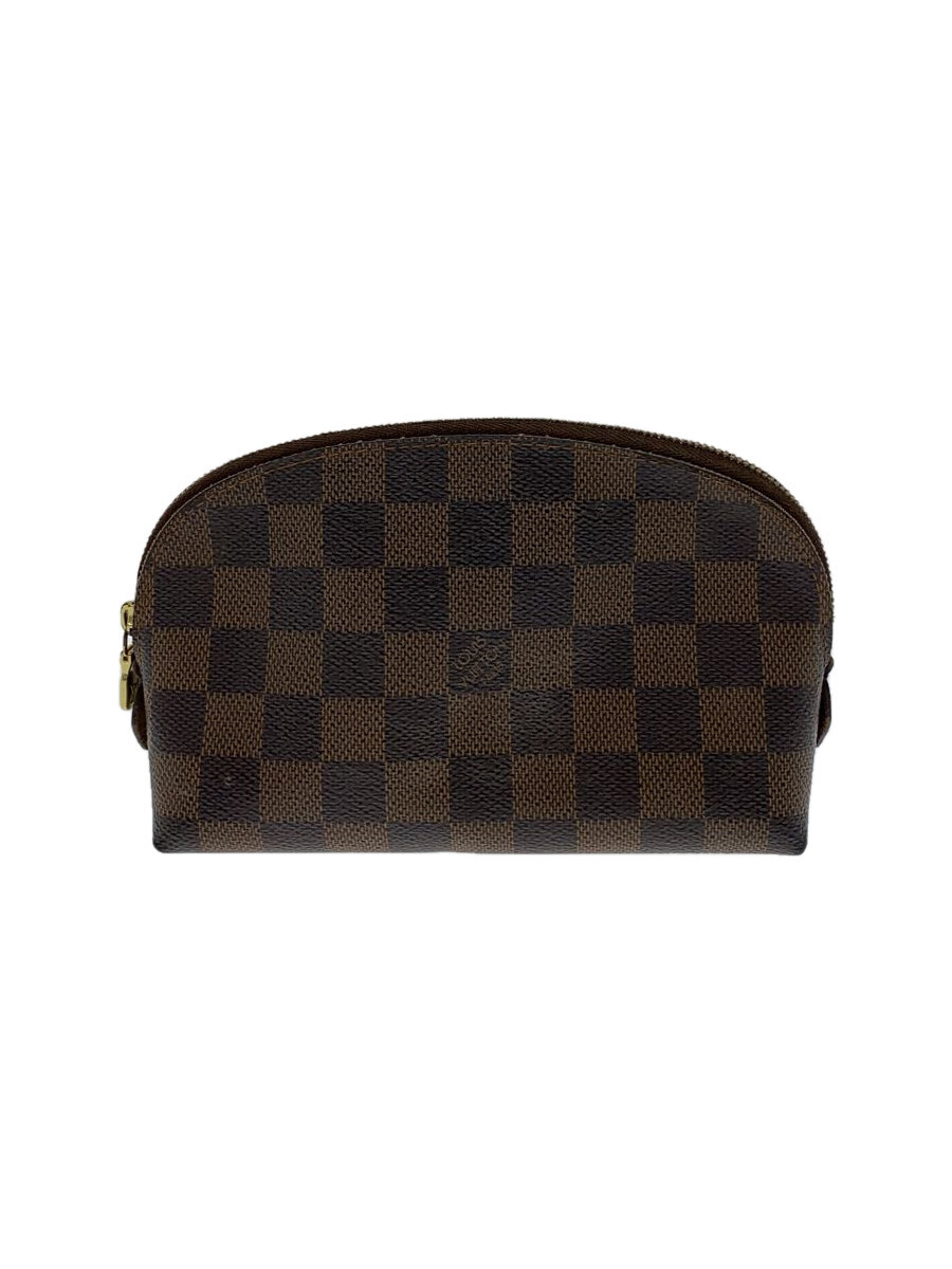 【中古】LOUIS VUITTON◆ポシェット・コスメティックGM_ダミエ・エベヌ_BRW/PVC/BRW//【御徒面子】