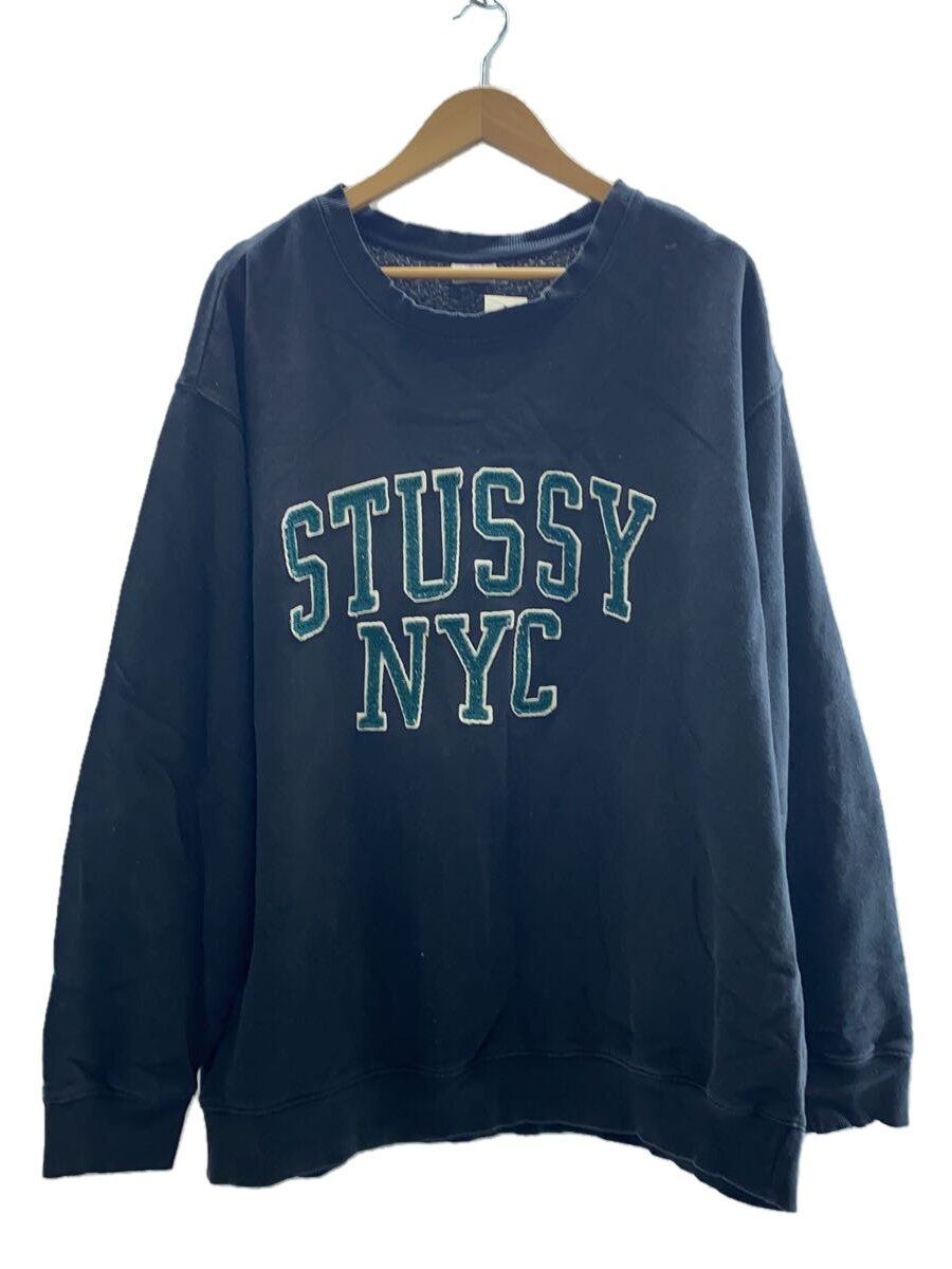 【中古】STUSSY◆90s/白引き舟/汗水/綿織物/BLK/無地【メンズウェア】