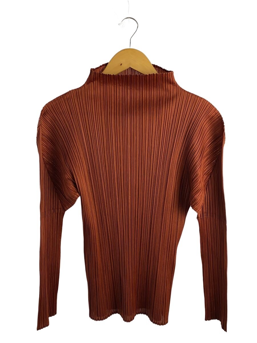 【中古】PLEATS PLEASE ISSEY MIYAKE◆長袖カットソー/4/ポリエステル/BRW/無地/PP63-JK405【レディース御召しもの】