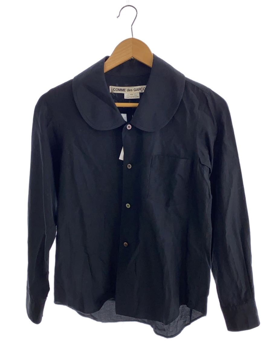 【中古】COMME des GARCONS◆長袖トップ/XS/綿織物/BLK/無地/AD2011/丸襟/綿織物絹地【レディース御召しもの】