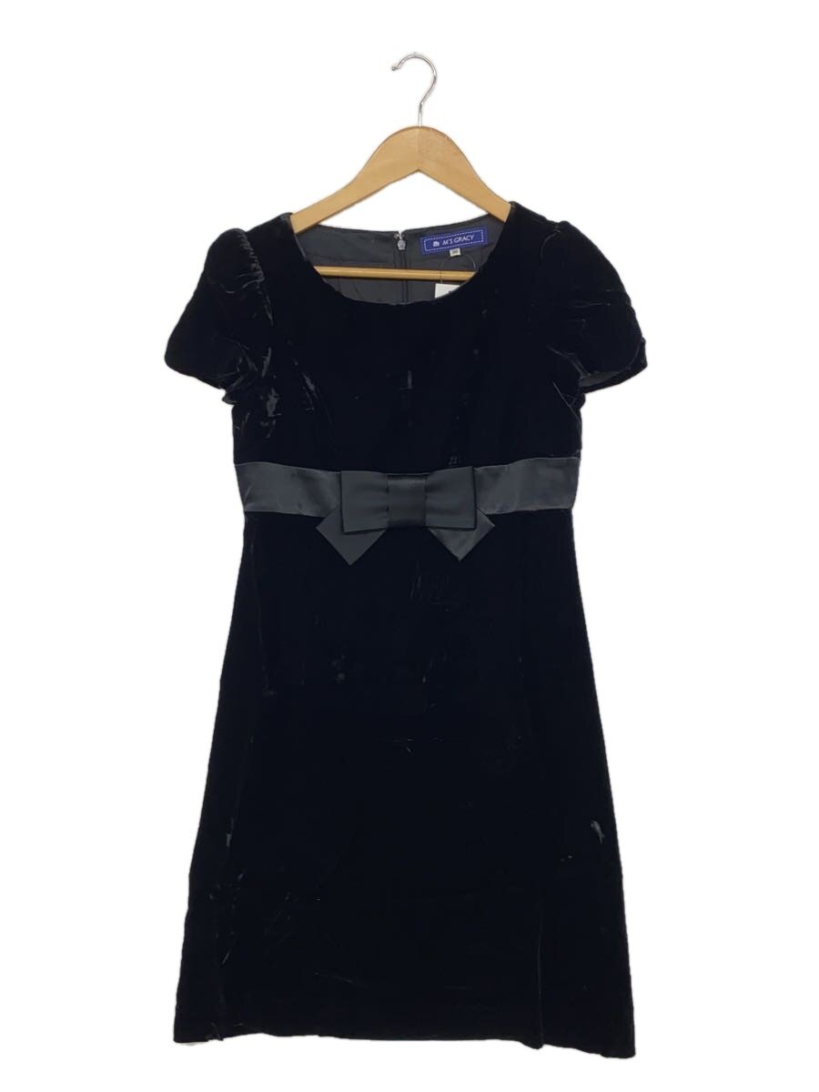 【中古】M’S GRACY◆半袖ワンピース/リボン/ベロア/36/レーヨン/BLK【レディースウェア】|2nd STREET 店