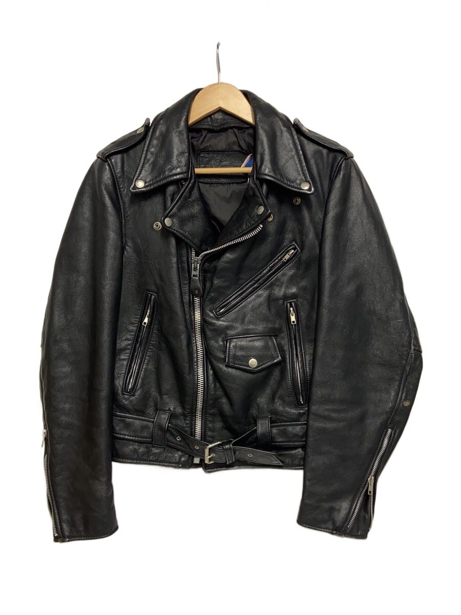 【中古】BRANDED GARMENTS◆ダブルライダースジャケット/36/レザー/BLK//【メンズウェア】|2nd STREET 店
