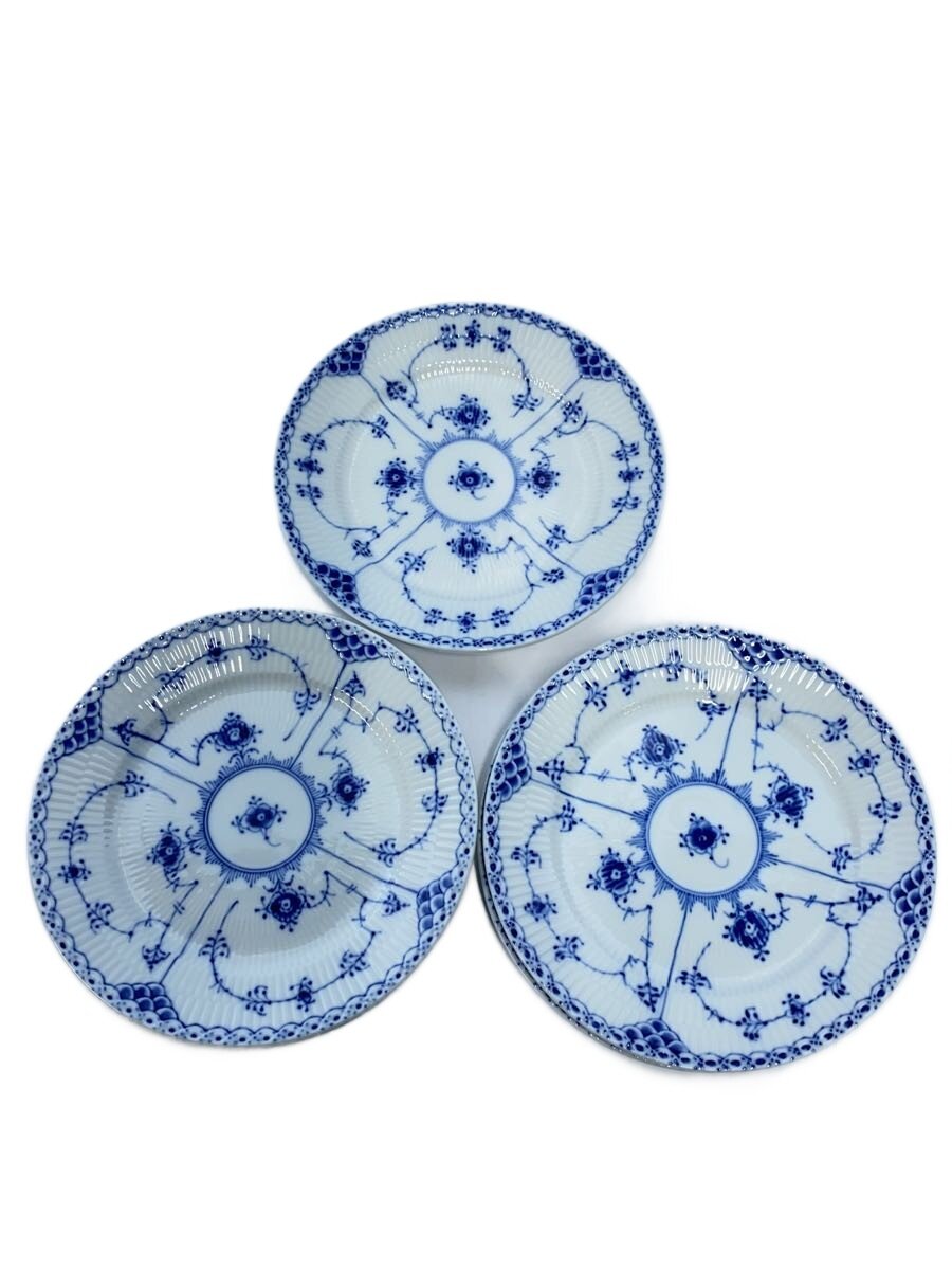 【中古】ROYAL COPENHAGEN◆ブルーフルーテッドフルレースプレート/6点書き割り/BLU【勝手もと装置】
