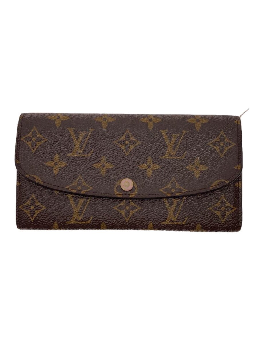 【中古】LOUIS VUITTON◆ポルト・フォイユ・エミリー_モノグラム・キャンバス_ローズバレリーヌ/PVC/BRW/レディース【服飾雑貨他】