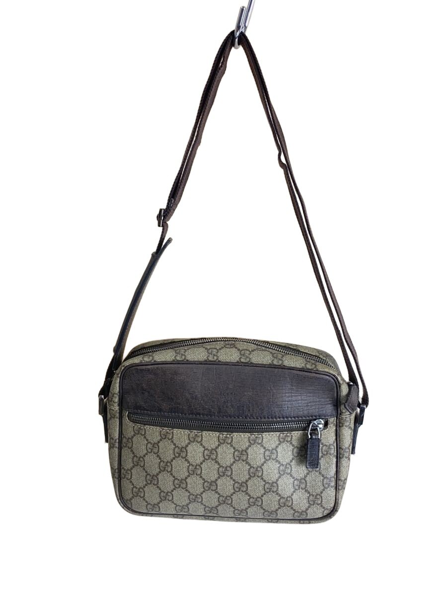 【中古】GUCCI◆ショルダーバッグ_GGつけ加える/PVC/BRW/総柄【御徒面子】