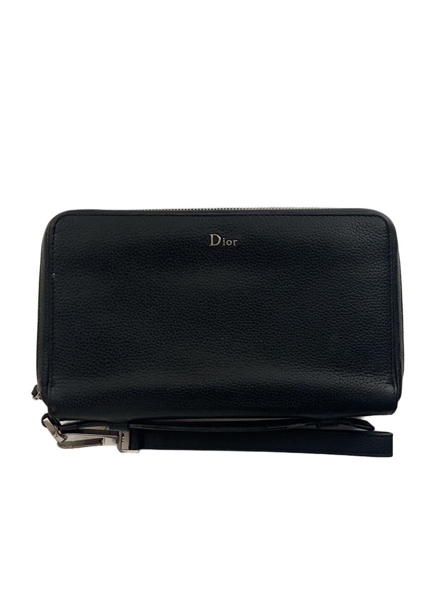 【中古】Dior HOMME◆クラッチペダル御徒面子/合切袋/なめし革/BLK【御徒面子】