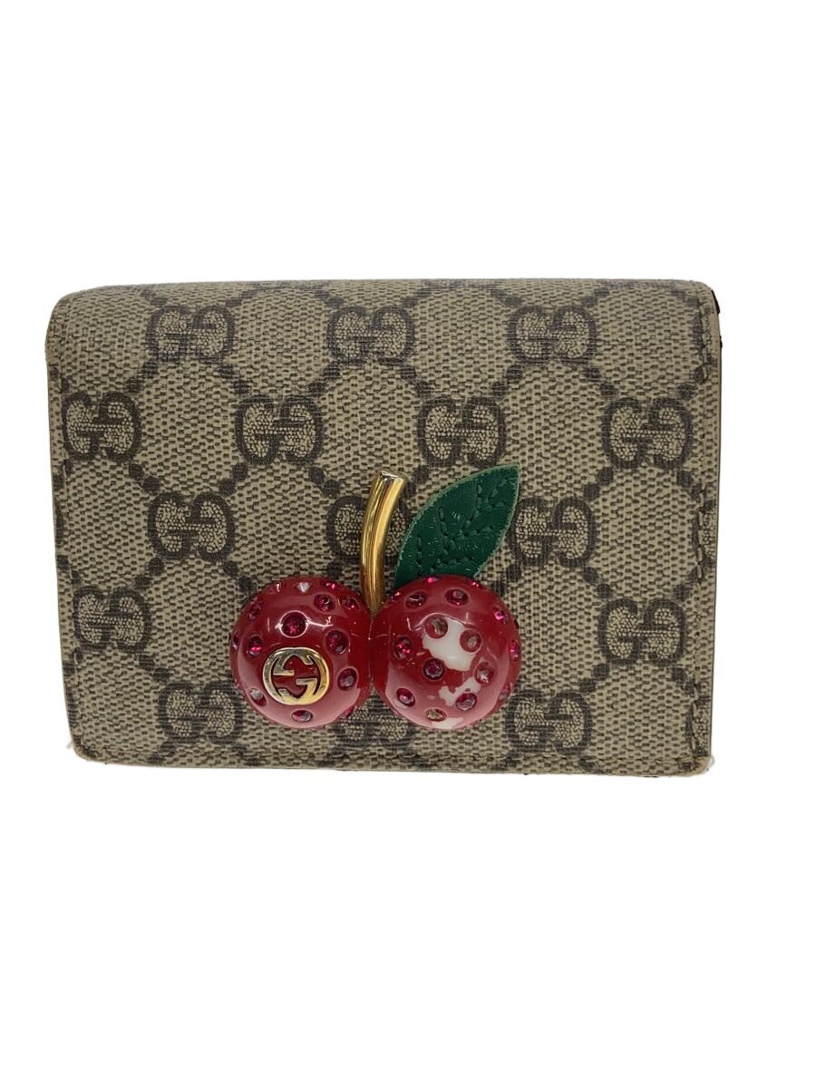 【中古】GUCCI◆2つ折り財布_GGスプリーム/--/BEG/レディース【服飾雑貨他】｜2ｎｄ STREET 店
