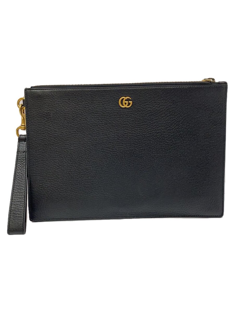 【中古】GUCCI◆クラッチペダル御徒面子/なめし革/BLK【御徒面子】