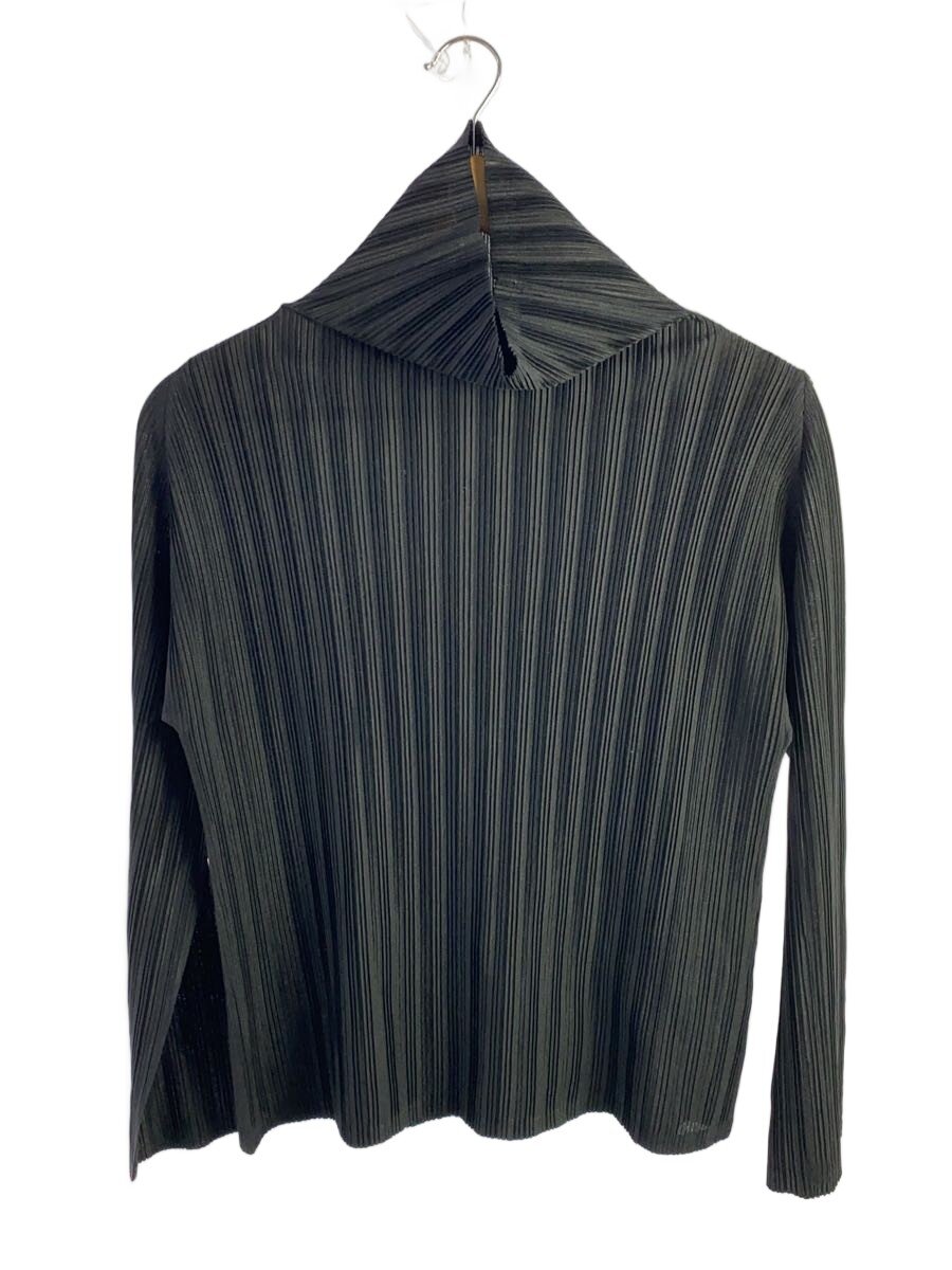 【中古】PLEATS PLEASE ISSEY MIYAKE◆長袖カットソー/3/ポリエステル/BLK/無地/PP55-FK113【レディース御召しもの】