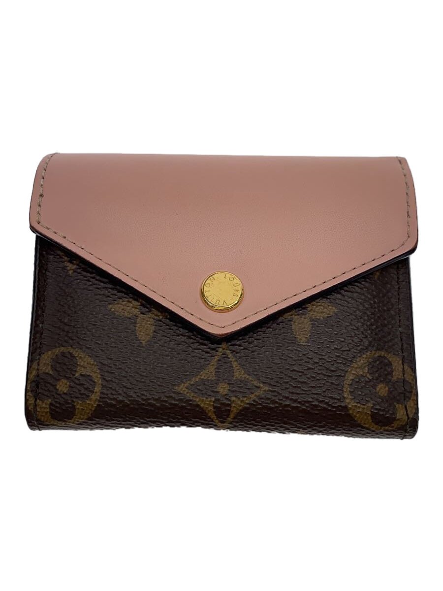 【中古】LOUIS VUITTON◆ポルト・フォイユ・ゾエ_モノグラム・キャンバス_BRW_ローズバレリーヌ/PVC/BRW/レディース【服飾雑貨他】