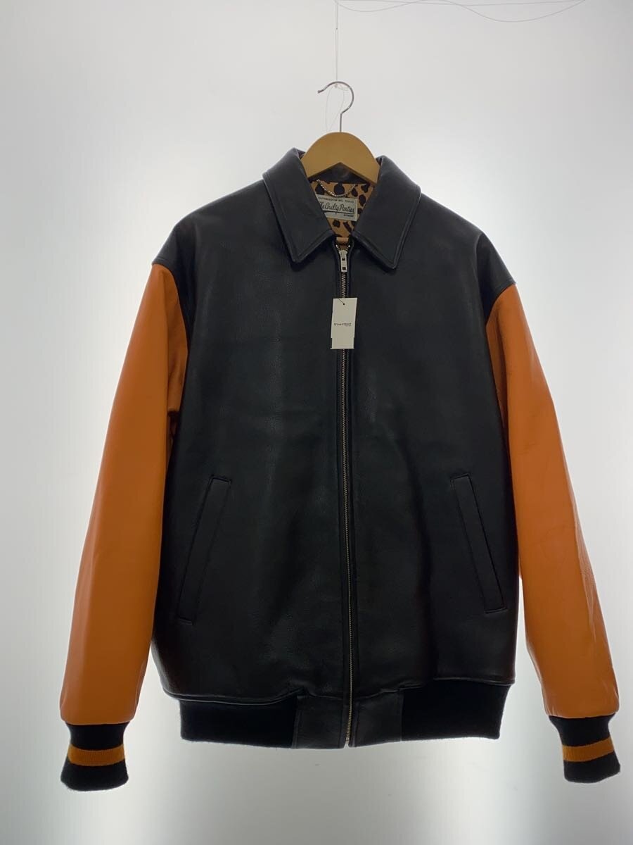【中古】WACKO MARIA◆スタジャン/L/牛皮/BLK【メンズウェア】