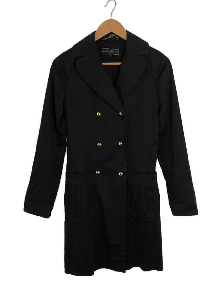 【中古】Salvatore Ferragamo◆ステンカラー厚地の外套/38/綿織物/BLK【レディース御召しもの】